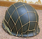 Awesome! WW2 U.S. M1 Combat Helmet & Liner ~ Fixed Bail ~Chinstrap ~ Net (295)