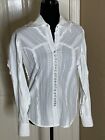 Scully Womens Blouse Size Small Lace Stripe White Pearl Snap Western Shirt