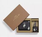 Coach Boxed Snap Wallet And Picture Frame Bag Charm With Snowman Print Midnight