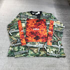 Hood By Air Shirt Mens Large Camo Flame Logo HBA Long Sleeve Orange Green Box