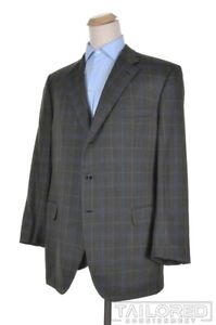 BRIONI Recent Chigi Green Check 100% Wool Mens Blazer Sport Coat Jacket - 50 L