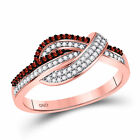 10kt Rose Gold Womens Round Red Color Enhanced Diamond Knot Fashion Ring