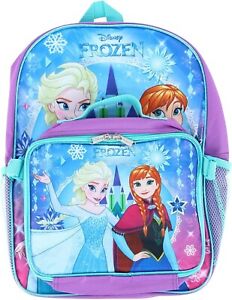 Disney Frozen Elsa Anna Girls School Backpack Lunch Box Book Bag SET Kids 16