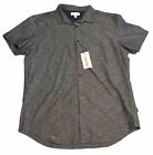 NEW Calvin Klein Mens Button up Shirt Size Medium Gray Short Sleeve Adult Cotton