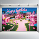 Pink Barbie Playground Backdrop Birthday Party Photo Background Banner Props
