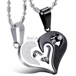 His and Hers Stainless Steel I Love You Heart Men Women Couple Pendant Necklace