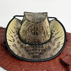 Natural Alligator Cowboy Hat Real Crocodile Brim Hat Handmade Wide Brim XS-XXL