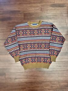 Vintage 90s Claybrooke Abstract Geometric Sweater Size Large Retro