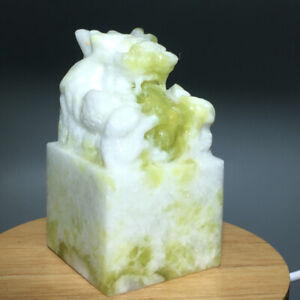 244g Natural Crystal.Lantian jade.Hand-carved.Exquisite Dragon seal .healing.A11