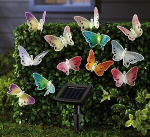 Solar Fiber Optic Butterfly String Lights Garden Decor