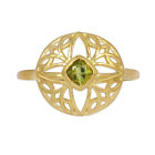 18K Gold Vermeil Faceted Natural Moldavite Ring Jewelry s.8 CR41973