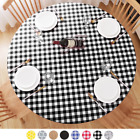 Round Tablecloth, Fitted round Plastic Vinyl Table Cloths with Flannel Backing a