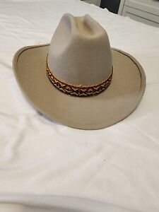 Vintage Trail Boss Felt Cowboy Hat With Aztec Band - 100% Wool Size 7 3/8
