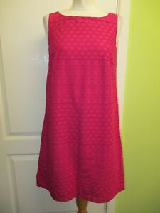 SIZE 12 WOMENS COTTON SUMMER DRESS IN PINK - BRODERIE ANGLAISE - LINED - PAPAYA