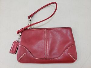 Coach Red Leather Zip-Up Pouch Wallet
