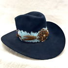 RESISTOL Vintage XXX Beaver Oval Cowboy Hat 7 - Hand Made Feather Band