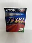 TDK D-90 High Output 90 Minute Blank Audio Cassette Tape 2 Pack Sealed New
