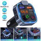 Bluetooth 5.0 Car Wireless FM Transmitter Adapter 2 USB Fast Charger Hands-Free
