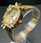 Vintage Women's Floral Diamond Cocktail Watch - Untested May Need Battery/Repair