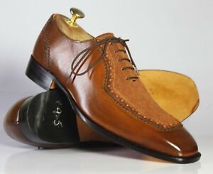 Handmade Men's Brown Square Toe Leather Suede Shoes, Men Stylish Dress Shoes