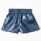 Women Faux Leather Mini Hot Shorts with Pocket Elastic Waist Slim Short Pants