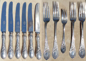 Antique LOUIS XV Style Imperial Russian Knife and Fork Set, 11 pcs, 84, no mono
