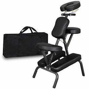 Portable Folding Massage Chair PU Leather Pad Tattoo Spa W/Carrying Case Black