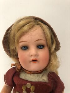 Antique 9.5” Tall German Doll -Heubach? Bisque Head Compo Body Original Outfit