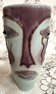 Vintage Ceramic Art Nouveau Face Vase  6.5