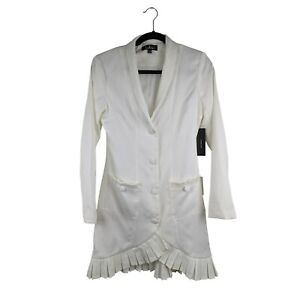 Lulus NWT The Pleat Is On White Blazer Mini Dress Size XS Womens V-Neck Pockets