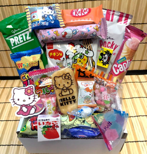 Hello Kitty Snacks & Candy inside 20 piece Dagashi Gift Box Japanese Import USA