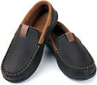 Mens Vintage Slippers Cozy Moccasin Memory Foam House Shoes Closed Back Outdoor