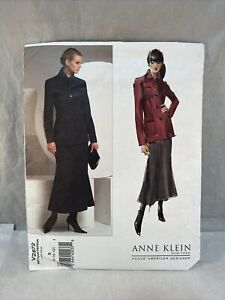 Vogue American Designer Anne Klein Pattern V2872 Uncut 8-12 Jacket Skirt