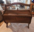 Vintage Wooden Wood Sewing Box Curved Base Two Doors 10x12x7