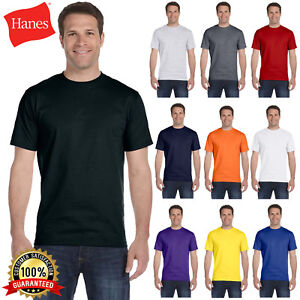 Hanes Men's ComfortSoft 100% Cotton Lay Flat Collar Blank T-Shirt 5280 S-4XL