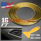 16FT Gold Car Molding Trim Rubber Seal Strip Scratch Protector Guard Decal