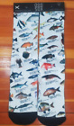 ODDSOX OS Outdoor Fish White Socks Size 6-13  Men's Seafood Sushi Exotic Ocean