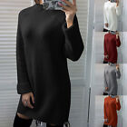 Womens Pullover Sweater Dress Turtleneck Long Sleeve Winter Knit Sweater Dress