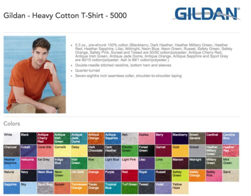 100 Gildan T-SHIRTS BLANK BULK LOT Colors or 115 White Plain S-XL Wholesale 50