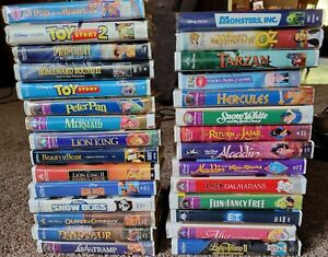 Disney VHS Lot Of 29 Black Diamond Masterpiece Tapes Snow White Peter Pan Tarzan