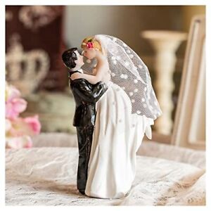 Modern Wedding Cake Toppers Bride and Groom Handmade Figurine for Flying Hug