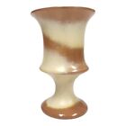 Vtg 70s Pedestal Stoneware Vase Ceramic Glazed Mocha Cream Swirl 7