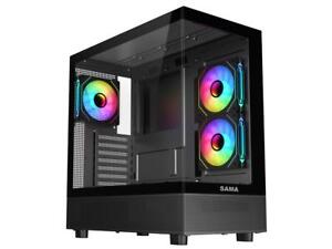 Sama Neview 4361 Black Dual USB3.0 and Type C Tempered Glass ATX Mid Tower Gamin