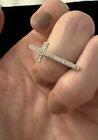 Effy 14K Solid White Gold Ring Cross Round Diamond Lady’s Women’s Ring Size 7