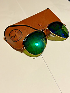Ray Ban Aviator Sunglasses Gold Frame with Green Flash Lenses RB3026 62mm
