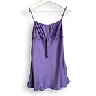 Victorias Secret Silk Slip Dress M Vintage y2k Purple Babydoll Mini Dress Bow