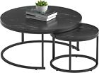 Set of 2 Round Coffee Tables Modern Accent Side End Table for Living Room