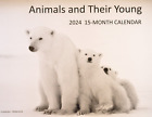Animals &Young 2024 WALL CALENDAR Polar Bears Mom Baby Mares Zebra WWF Benefit