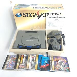 Sega Saturn Gray Console System Boxed with 2 controllers 5 games Bundle Japanese