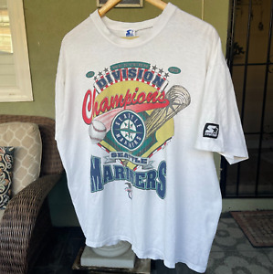 Vintage 1995 Seattle Mariners Western Division Champions Starter T Shirt Large